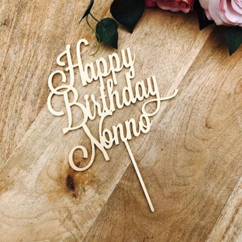 Wood Happy Birthday Cake Topper Personalised Name Cake Topper Birthday Decoration Wooden Custom Cake Toppers