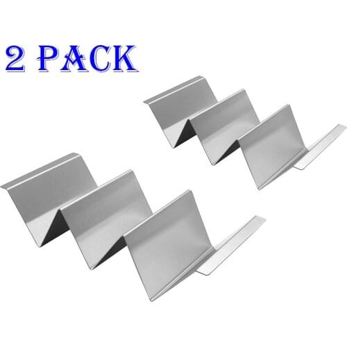 Taco Holder with 3 Compartments and Side Handling Edge Made of Premium Food Grade Stainless Steel for Trtillas, Fajitas, 2 Pcs