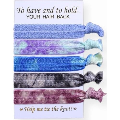 HT-5-002-5/8" kids hair ties tie dye fold over elastic hair ties with thread foe 10 sets/lot (50 pcs)