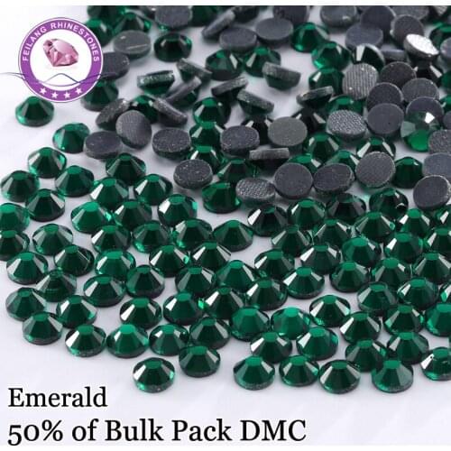 DMC Hotfix Rhinestones SS6-SS30 Emerald Color Crystal For Garment DIY Dresses Decoration Wholesale Rhinestone Stones