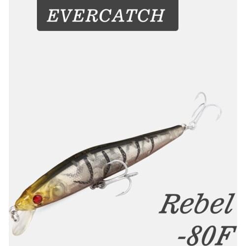 Evercatch Rebel 80mm/5.8g shallow diving jerkbait floating minnow topwater fishing lures tackle rattlin wobblers bass pike trout