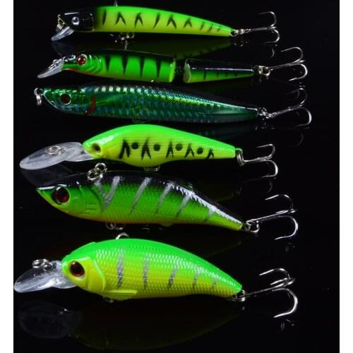 6pcs/Lot Artificial Fishing Lures Mixed Minnow Crank Popper VIB Bait Make Wobbler Crankbait Fishing Tackle