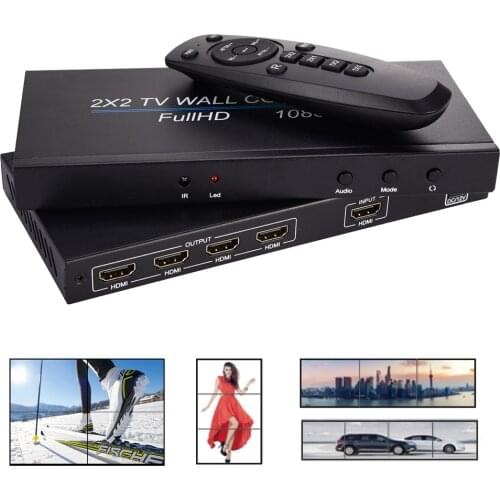 2X2 4 Channel Video Wall Controller 1 HD Input 4 HD Output 2X1/3X1/4X1/1X2/1X3/1X4 TV Video Processor Images Splicing