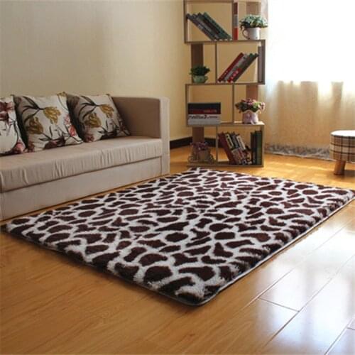 Fluffy Soft Carpet Bedside Long Hair Shaggy Rugs Carpets Leopard Printed Doormat Hallway Large Plush Area Rug For Living Room