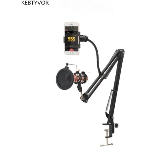 Nb-35 Metal Extendable Recording Microphone Stand Tripod Boom Scissor Arm Holder With Microphone Clip Mounting Clamp