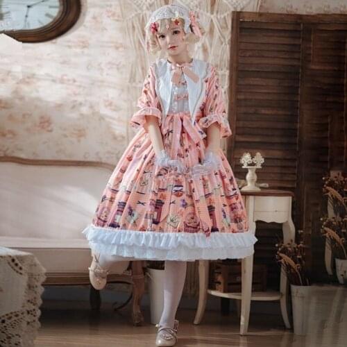 Sweet girls lolita dress Royal fairy soft sister Princess LOLITA dress female ruffles stitching original cute gown dress F1421
