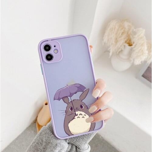 Cute Cartoon Happy Totoro Phone Case For iPhone 11 12 Pro Max Mini XR X XS MAX 7 SE 2020 8 6 Plus Anime Soft Silicone Cover
