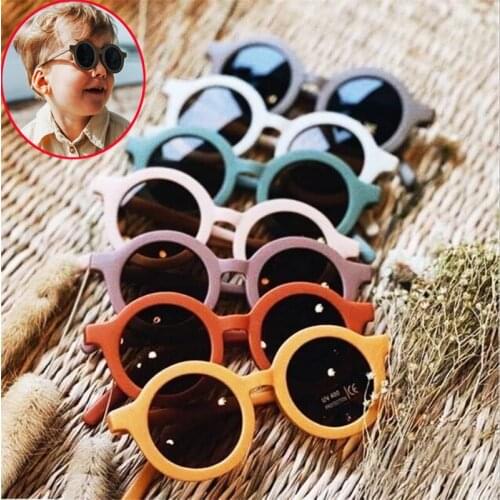 2021 Fashion Retro Kids Sunglasses Solid Color Ultraviolet-proof Round Convenience Infant Eyewear Glasses Free Shipping