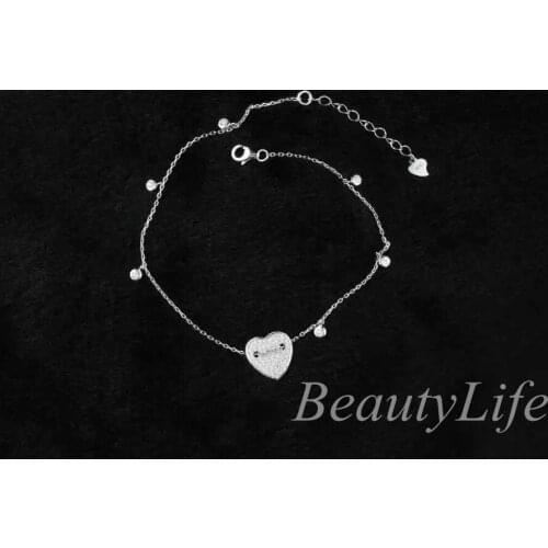 Fashion Heart Shape 925 Silver Beads Bracelet Fashion 925 Sterling Silver Ankle Bracelet Wedding Jewelry Star of David Bracelet
