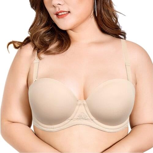 Multiway Women Sexy Bras Adjustable Plus Size Push Up Silicone Strapless Halter 32 34 36 38 40 42 44 B C D E F G H 1/2 Cup EU US