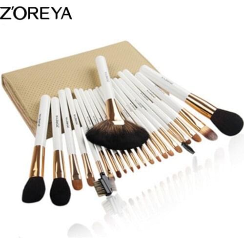 ZOREYA Sable Hair Makeup Brush Set With Cosmetic Bag 22pcs Professional Make Up Brushes Fan Powder Eyeshadow Makeup Brushes