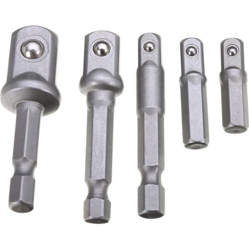 5Pcs/Set Socket Adapter Set Hex Power Drill Driver Socket Wrench Adapter Extension Bar Bit 1/4" 3/8" 1/2"