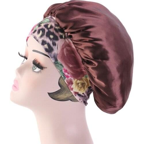 New Solid Women Satin Bonnet Fashion Stain Silky Bonnet for Lady Sleep Cap Headwrap Hat Hair Wrap Accessories