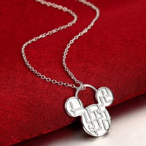 New Arrival 925 Silver Necklace Cute Girls Cartoon Pendant Necklaces for Women Jewelry Birthday Gifts