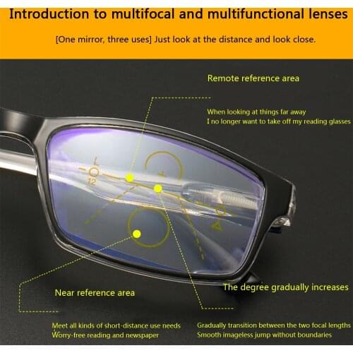 Reading Glasses High-grade alloy anti-blue light reading glasses progressive multi-focus reading glasses for both men and women