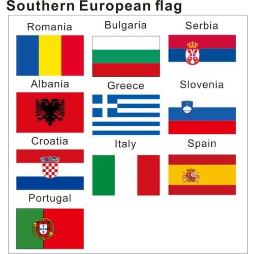 KAFNIK,80G silk screen printing3*5ft Southern European flag Romania/Bulgaria/Serbia/Croatia/Italy/Spain flags for decoration