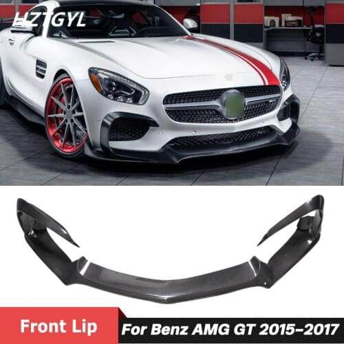 R Style Carbon Fiber Front Bumper Chin Lip For Mercedes Benz AMG GT Tuning 2015-2017