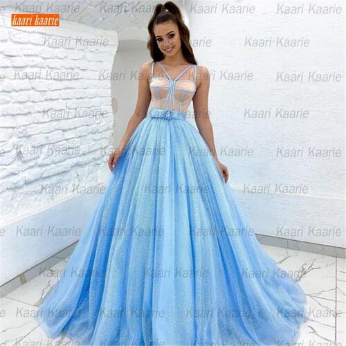 Sexy Blue Prom Gown Sleeveless 2021 Vestido De Fiesta De Boda Sling Tulle Women Party Dresses Customized vestido de noiva
