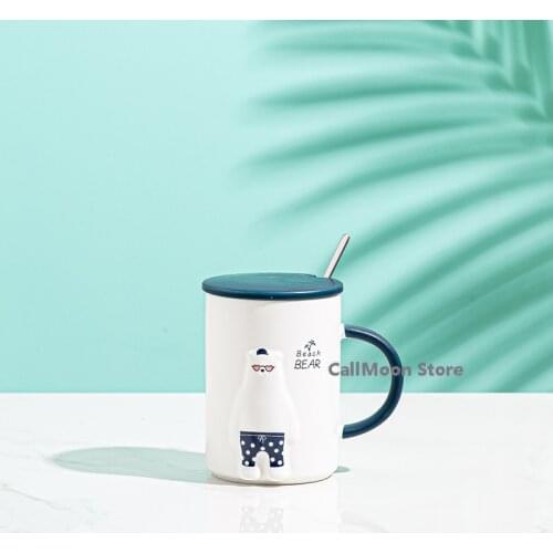 Water Cup Gift Girl Ins Hot Polar Bear Ceramic Cup Mug Cute Cartoon Milk Cup Gift Coffee Cup Ceramic Coffee Cup Set Coffee Cup