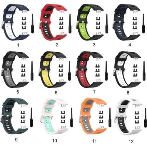 Sport Silicone Watch Strap For Huawei watch fit original SmartWatch band Replacement WristBand Bracelet belt Double Color Wrist