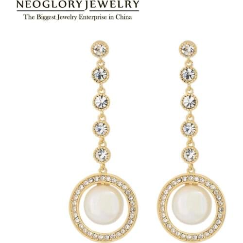 Neoglory Luxury Crystal With Pearl Dangle New Style Earrings for Women 2020 Statement Gift for Mother for Party