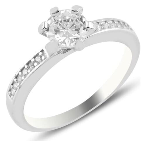Silver 925 Sterling Zircon Engagement Ring