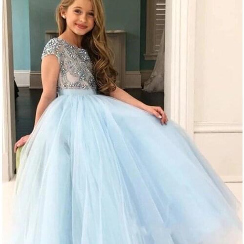Baby Girl Toddler Baby Blue A Line Wedding Flower Girl Dress Girls New Year Party Dresses First Communication Dress