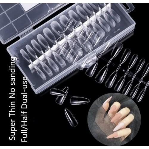 Nails Extension System Full Cover Half Cover Sculpted Clear Stiletto Coffin False Nail Tips 240pcs/bag nail salon tools