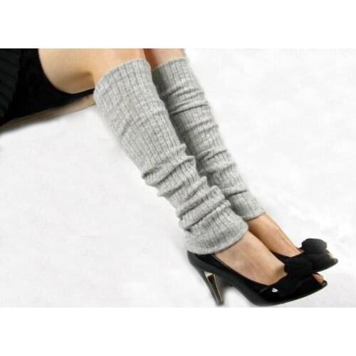 Special Offer One Pair New Soft Ribbed Knit Wool Leg Warmers Gray