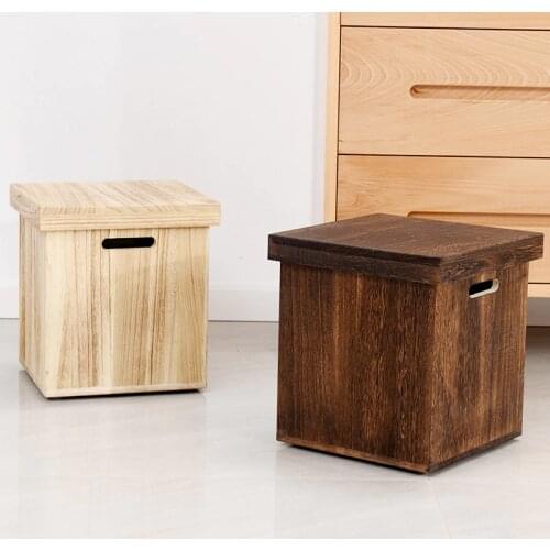 All solid wood storage stool retro nostalgic low pouf Chinese shoe changing sgabello living room door decorative furniture