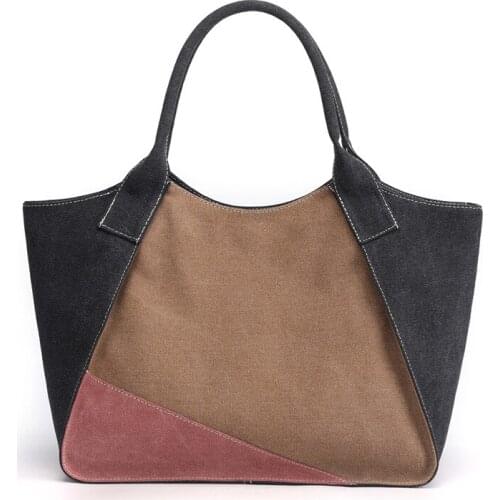 THREEPEAS Women Handbags Large Capacity Canvas Tote Bag Shoulder Bag Fashion Shopper Pack Multi-Pockets Purse for Ladies