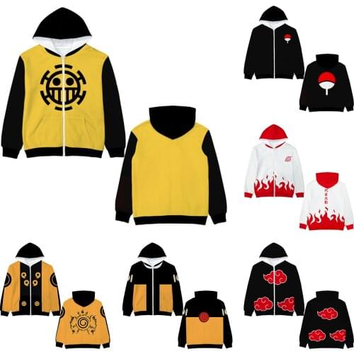 Hobby Express Zip Hooded Hoodies Sweatshirt Anime Men and Women Naruto Akatsuki Hokage Uchiha One Piece LLMS016- LLMS021