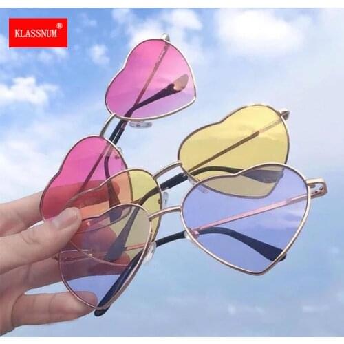 Womens Fashion Heart Shape Sunglasses Festival Reflective Mirror Lens Fashion Luxury Sun Glasses Brand Designer For Ladies Hot