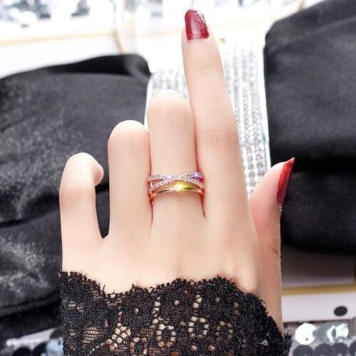 Vintage Gold Color Rhinestone Cross Rings for Women Wedding Trendy Jewelry Large Adjustable Antique Rings Anillos