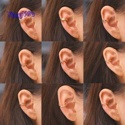 1PC Geometric Gold Clip Earrings Cuff Earrings For Women Girls Vintage Ear Cuff Star Without Piercing Clip on Ear Jewerly