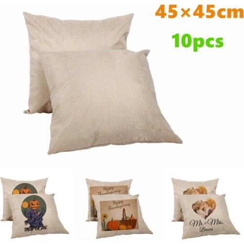 10pcs 45×45cm Linen Bulk Sublimation Pillowcase Blank Pillow Case Cushion Cover