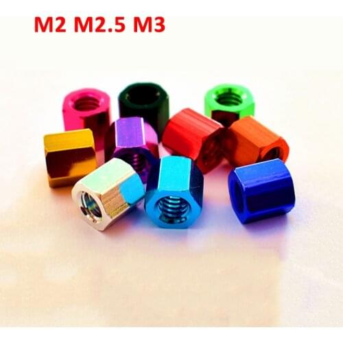 10PCS M2 M2.5 M3 Spacing Screws Nuts Hex Standoff Spacer Column Flat Head Double Pass Aluminum Alloy Multiple Color
