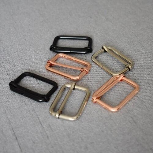 100 Pcs/Lot 32mm Metal Thickness Shoulder Leather Bag Strap Belt Web Rectangle of 3 different colors Slider Adjustable Buckle