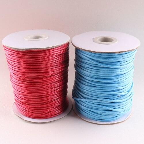 2mm Waxed beading cord Rose red/light blue Polyester Cord String For Craft DIY Bracelet Necklaces Jewelry Findings Accessories