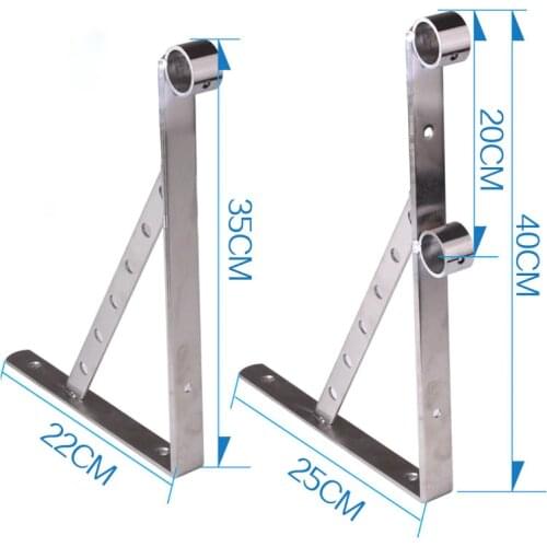 2PCS,6- 20 Inch Length Stainless Steel Clothes Hanging Rod Holder Bracket Clothes Pipe Hanging Wall Mounted Shelf Bracket