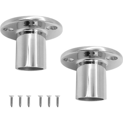 2pcs Corrosion Resistance Durable Stainless Steel Boat Hand Rail Fitting 25mm/1" Round Stanchion Base