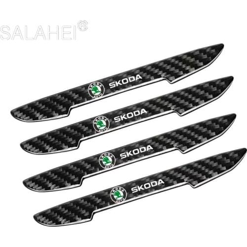 4pcs Car Door Strips Anti Scratch Sticker Carbon Fiber Texture Edge Protective For Skoda Octavia A5 A7 Fabia Superb Rapid Kodiaq