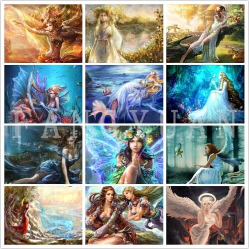 5D Diy Full Square Round Diamond Painting Embroidery Fantasy Angel Wings Cross Stitch Diamond Mosaic Portrait Picture Kits