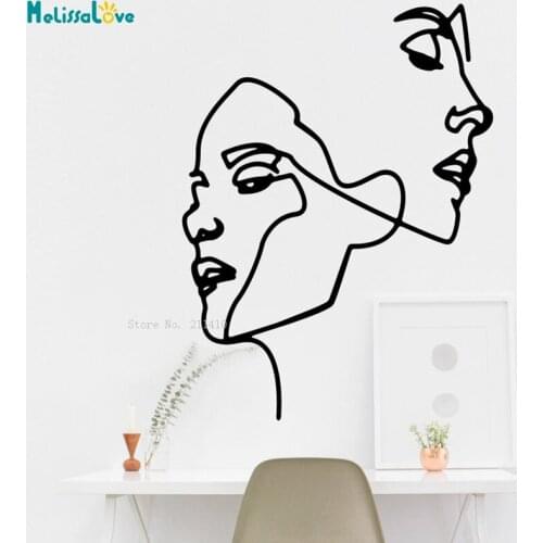 Abstract Womens Mens Faces Outline Line Art Modern Large Size Wall Decals Removable Home Decor Art Vinyl Stickers YT6335