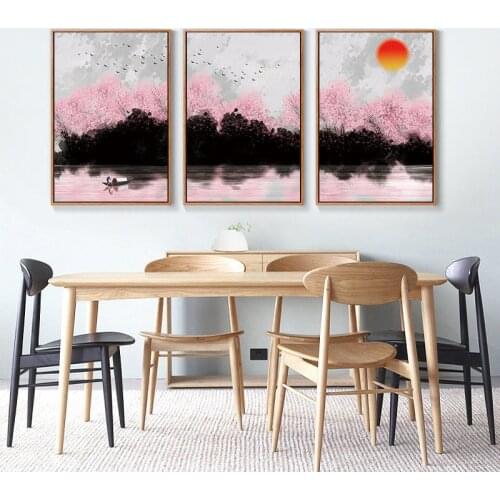 Abstract Watercolor Landscape Nordic Canvas Art Painting Home Decor Wall Art Poster Living Room Print Colorful Scenery Picture