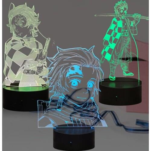Demon Slayer Agatsuma Zenitsu Figure Acrylic Led Night Light Anime for Kids Child Bedroom Decor Cool Kimetsu No Yaiba Lamp Gift