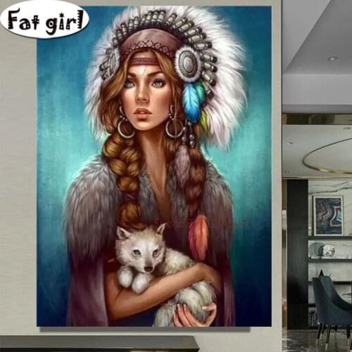 Embroidery 5d Diy diamond painting Wall hanging Mosaic cross stitch Little wolf cub Rhinestone square round drill household gift