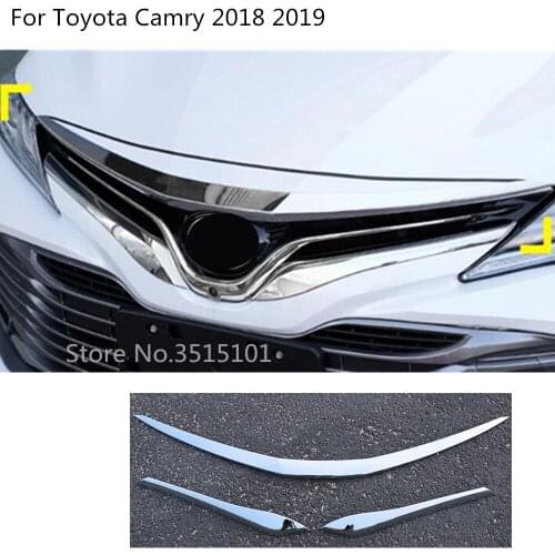 Car ABS Chrome Trim Front Upper Grid Grill Grille Bumper Racing Protection Frame For Toyota New Camry XV70 2017 2018 2019 2020