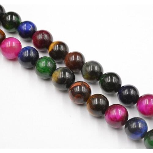 Natural Mixed Colored Tiger-Eye Round Stone Beads Wholesale Loose Beads for Fashion Jewelry Making 4-12mm DIY 15"