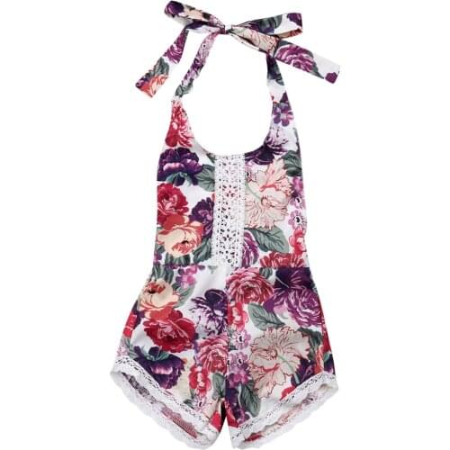 Baby Romper Newborn Baby Girl Lace Floral Sleeveless Backless Sleeveless Romper Jumpsuit
